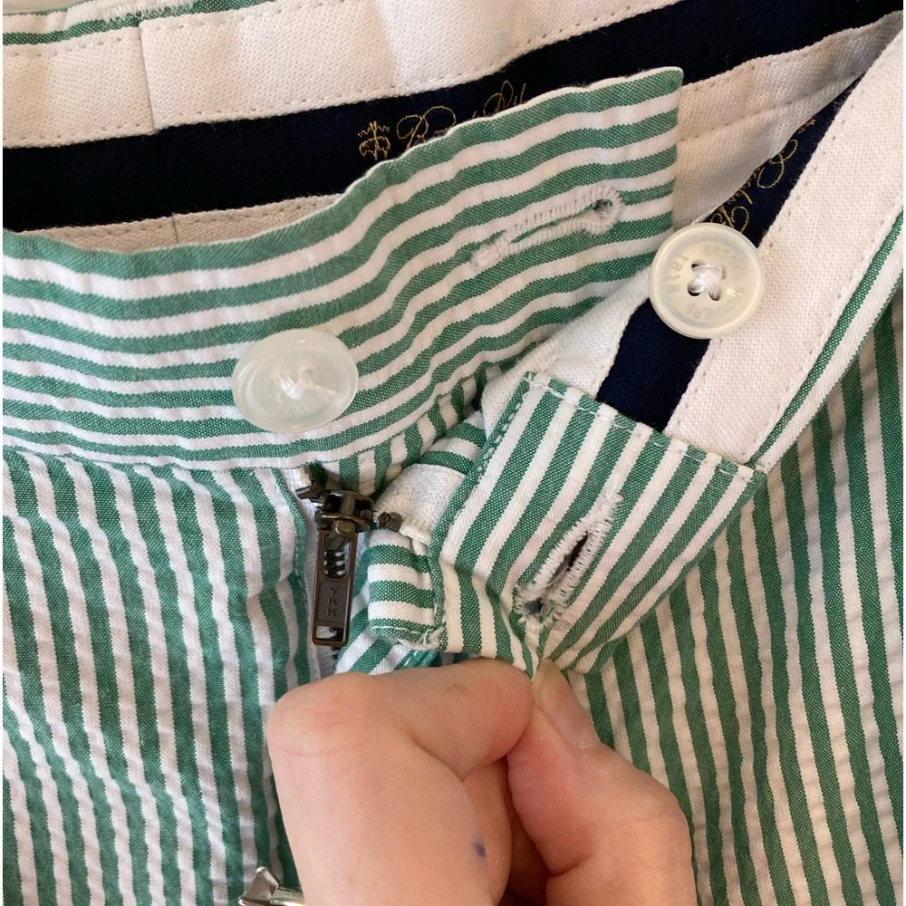 Brooks Brothers Green and White Striped Men Shorts - Picture 5 of 8